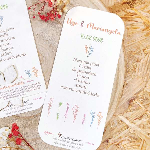 segnalibro matrimonio carta piantabile